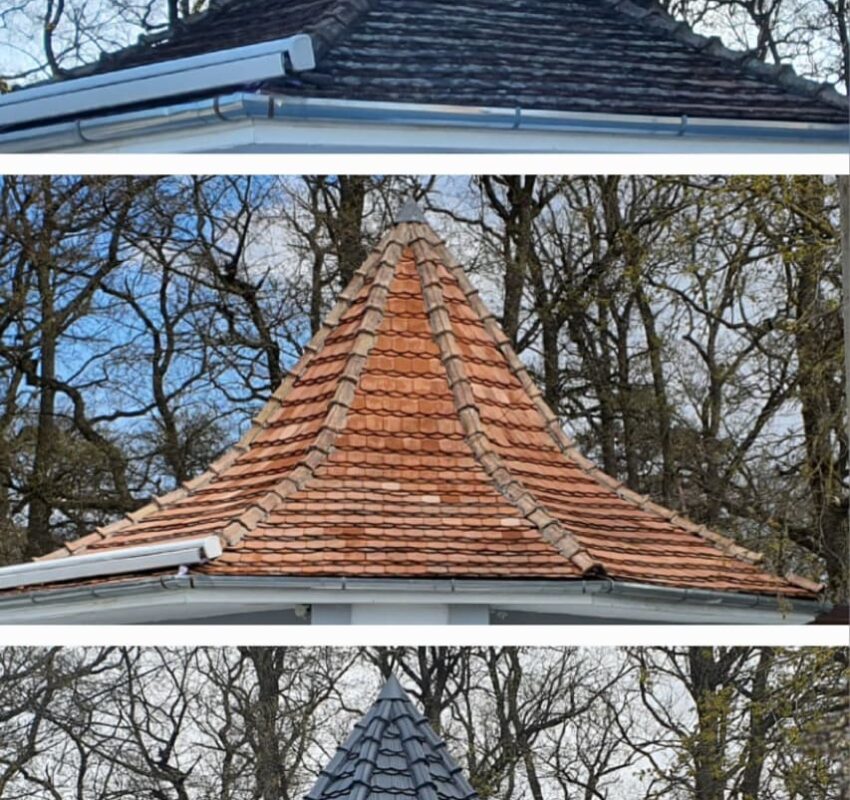 Curățare și vopsire acoperiș țiglă – înainte și după